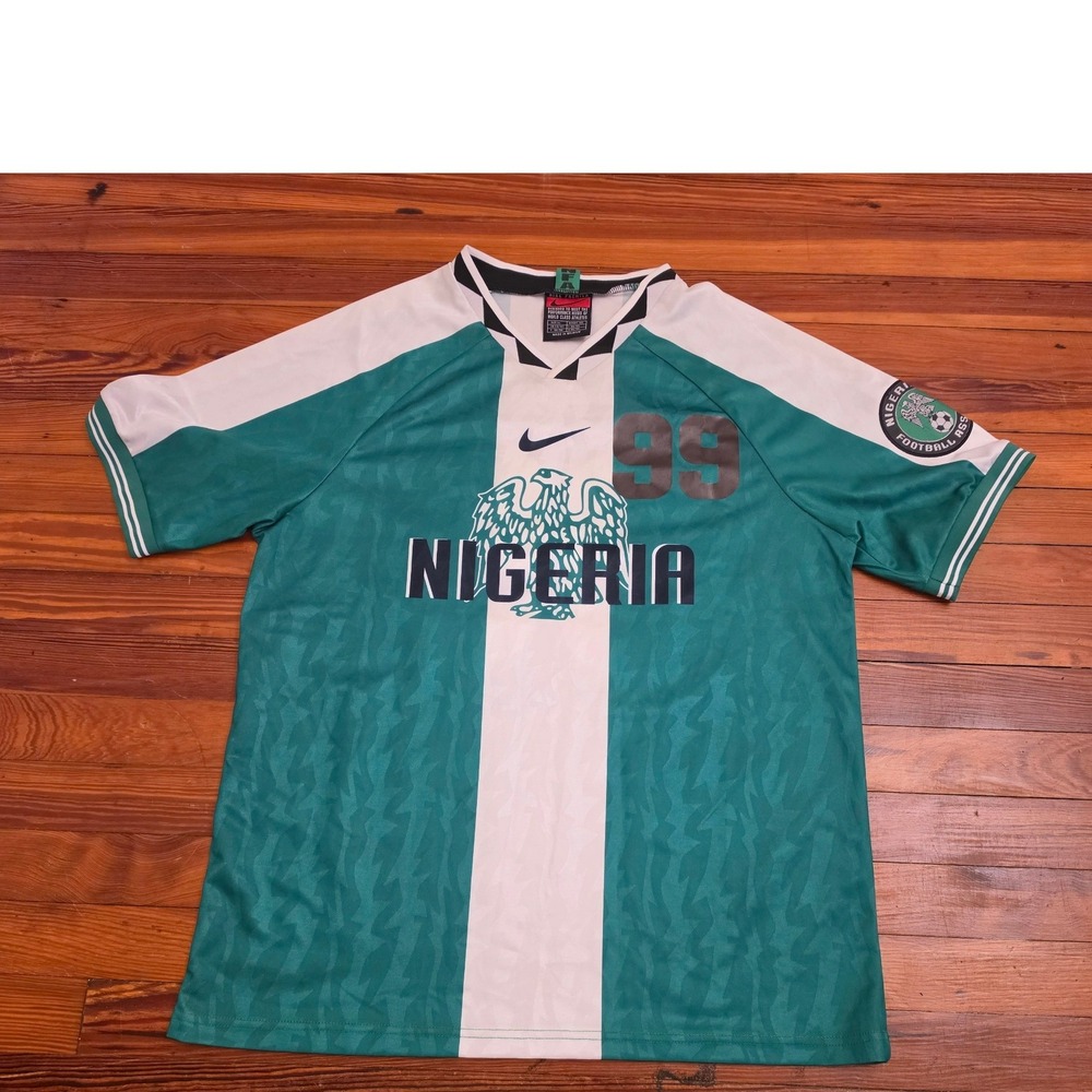 Vintage Nike Nigeria National Team Soccer Jersey Green White Swavey 99 XL 90s